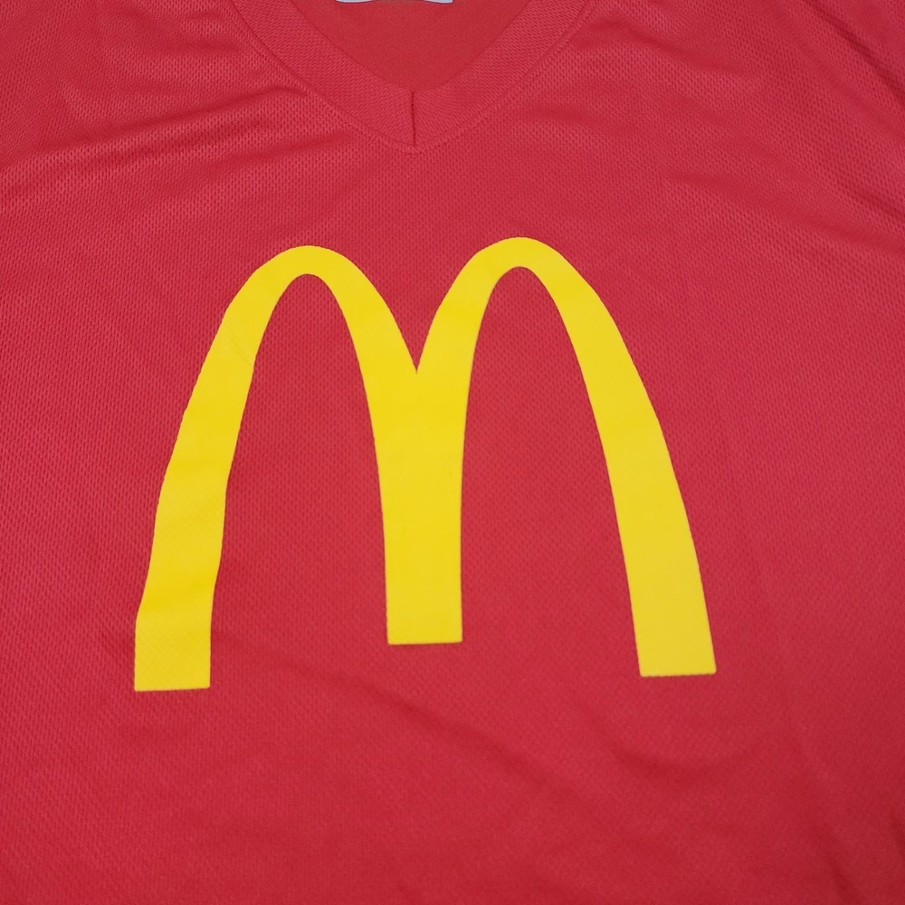 McDonalds Academy A4 Jersey Shirt Mens S Red V Neck Athletic Uniform - Picture 2 of 8
